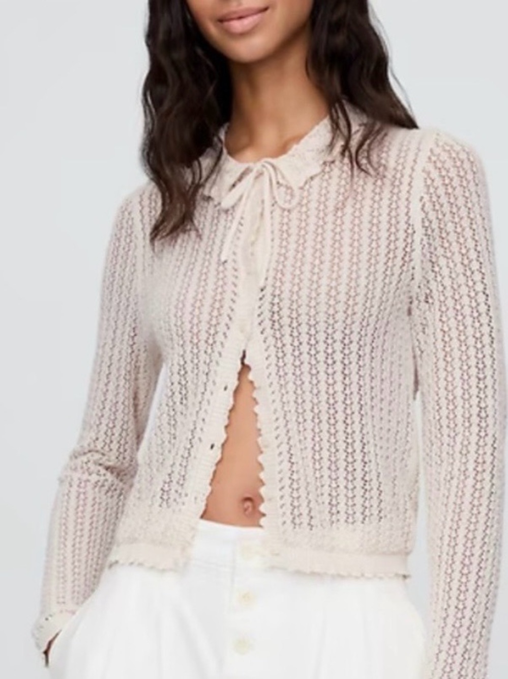 Gap x DÔEN linen blend crochet cardigan size XS